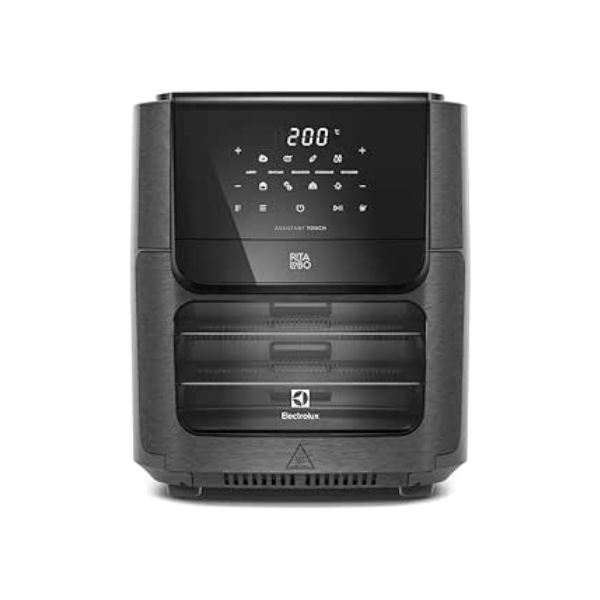 Fritadeira Elétrica sem oleo Forno Oven Airfryer 12L digital receita programada 2 bandejas espeto giratório 1700W Electrolux EAF90 Grafite 220v