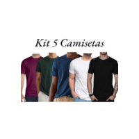 Kit 5 Camiseta Masculina Manga Curta Silk Sublimação Preto Branco Bordo Verde Marinho