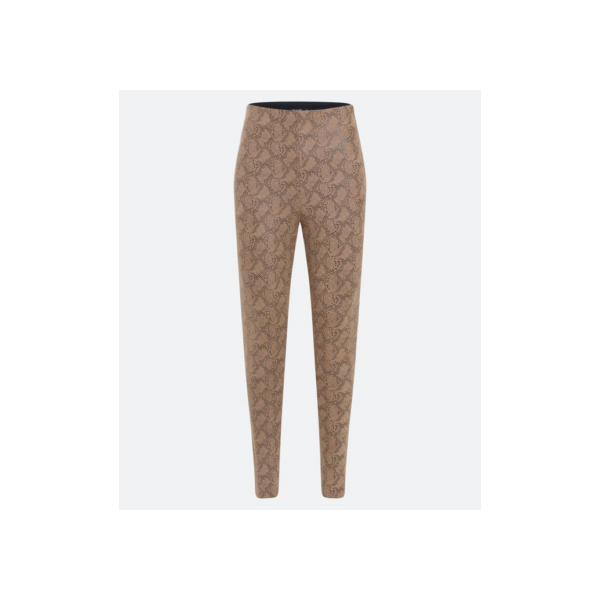 Calça Legging Animal Print com Ziper Lateral Bege