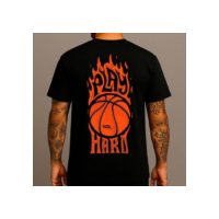 Camiseta Algodão Estampada Premium Frente Costas Basquete Play - Preto