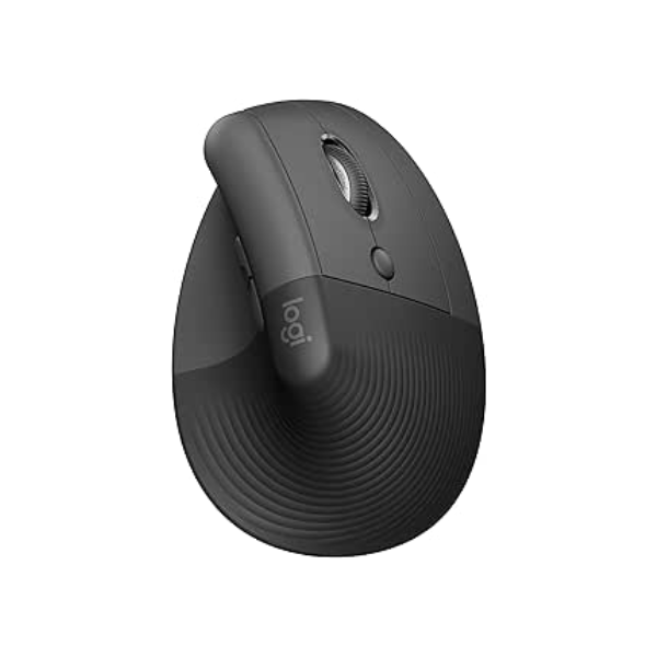 Mouse Sem Fio Logitech Lift Vertical com Design Ergonômico para Redução de Tensão Muscular, Cliques Silenciosos, Conexão Bluetooth ou USB Logi Bolt, Compatível com Windows/macOS/iPadOS - Grafite