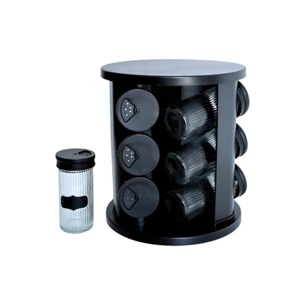 Porta Condimentos Temperos Giratório 9 Potes De Vidro