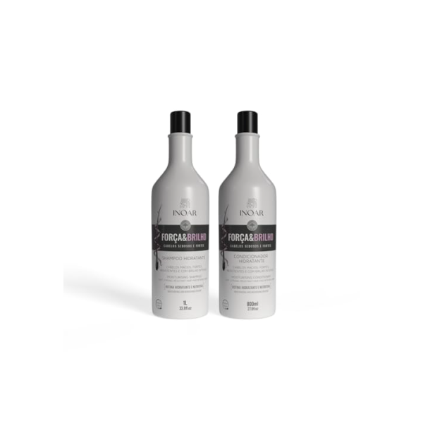 Inoar, Força & Brilho, Kit Shampoo 1L E Cond 800ml, Cabelos Fortes, Macios, Brilho Intenso
