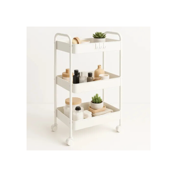 Carrinho Organizador Multiuso Gala Prateleiras Rodinha Preto