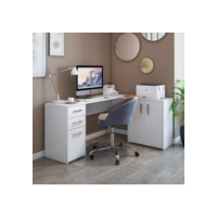 Mesa de Escritório em L 2 Gavetas 3 Portas  Denver