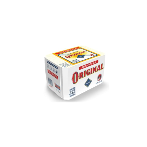 Pack Cerveja Original Antarctica, Lata, 473ml, Caixa 12 unidades