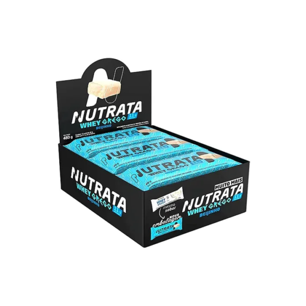 Whey Grego Bar (caixa 12 Unidades) - Nutrata Barra Proteina Sabor Beijinho de coco