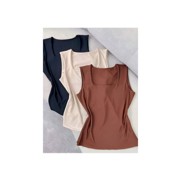 Regata Feminina Blusinha Decote Suplex Básica Lisa Moda Elagante Blogueira Tendência Forro Duplo
