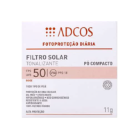 Filtro Solar Adcos Beige Pó Compacto Hialurônico FPS50 11g