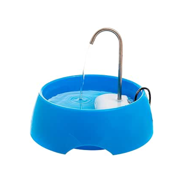 AMICUS - Fonte Bebedouro de Água Portátil AQUA MINI para Gatos e Cães - Fontes de Água para Pets, Bebedouro para Animais de Estimação - Adaptável, Aço Inoxidável, Bivolt - 1,2L de Capacidade - Azul