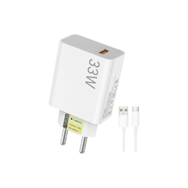 Carregador De Parede Turbo Rápido 33w Tipo-c Branco+ Cabo