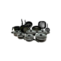 Conjunto Panelas 13 Peças Teflon Antiaderente Tampa De Vidro Cor Preto