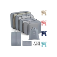 Kit 7 Organizador Mala Roupa Viagem Necessaire Qualidade Cinza Veri Cluxe