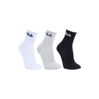 Kit Meia Fila Cano Médio Logo c/ 3 pares - Branco+Cinza