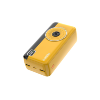 Power Bank 30000mAh, Basike Carregador Portátil 2 Saídas USB-A(até 22.5W) + Tipo-C(até 22.5W) com Cabo, Carregamento Rápido, Led Indicador de Bateria Proteção Inteligente (Amarelo)