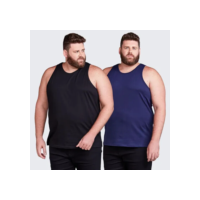 Kit 2 Regatas Plus Size Masculina Lisa Algodão Confortável
