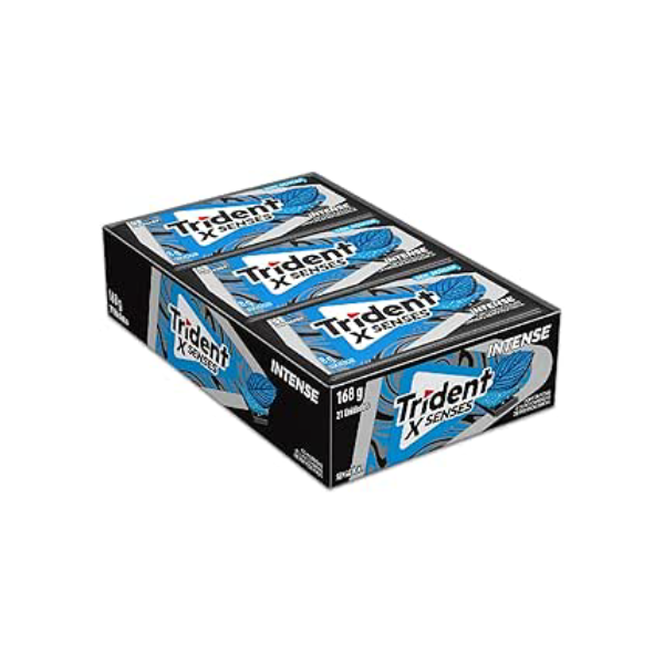 Chiclete Trident XSenses Intense Sem Açúcar - Caixa com 21 unid. de 8g