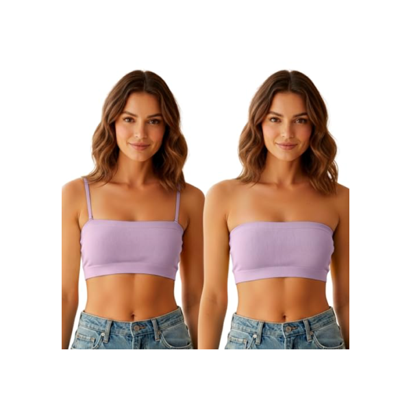 SHE BY MASH Top Faixa Canelado Microfibra Sem Costura Feminino Adulto, Lilás, M