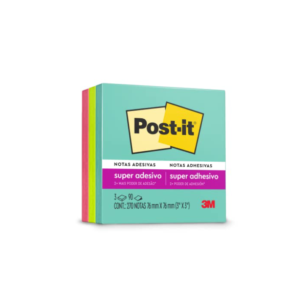 Post-it, 3M, Bloco de Notas Adesivas, Coleção Supernova, Neon, 76x76mm, 270 folhas