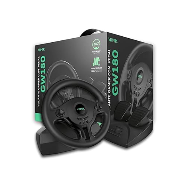 VOLANTE GAMER COM PEDAL GW180 VINIK PARA PC / PS4 / XBOX/SWITCH
