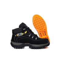 Bota Botina Adventure Polo Fran Coturno Preto Masculino Couro Com Palmilha Gel