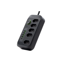Extensão Tomada Régua de Energia com Usb Filtro de Linha Bivolt 5 Tomadas 4 Porta Usb 2 Metros (Preto)