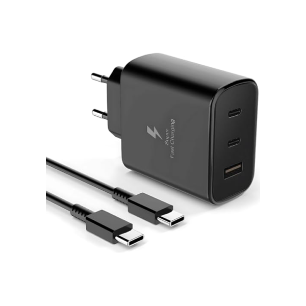 Carregador Turbo 120W Com 3 Entradas USB-C 65W+30W USB 25W Compatível Com Samsung Motorola Android Iphone 15 16 Tablet Notebook Acompanha Cabo Tipo C 1 Metro Homologado Anatel Original E&A