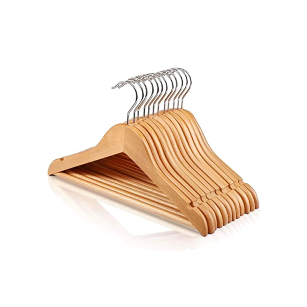 Cabides De Madeira para roupas acabamento suave marfim - pacote com 16 cabides