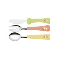 Jogo de Talheres Infantil Tramontina Baby Friends com Lâminas de Aço Inox e Cabos de Polipropileno Colorido 03 Peças