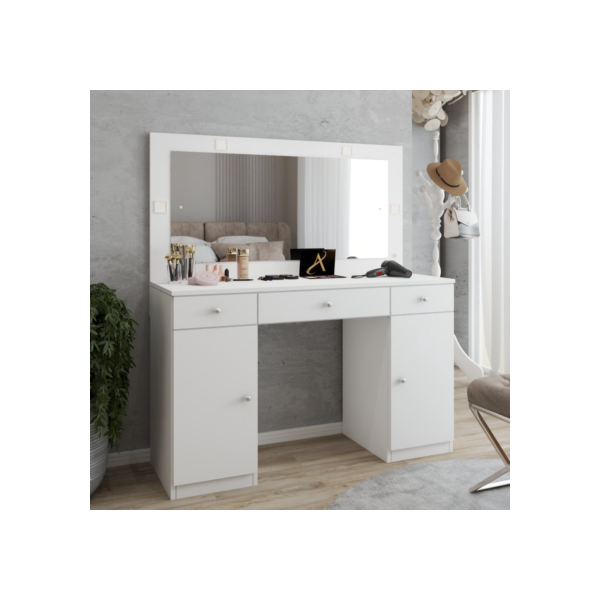 Penteadeira Camarim Margot 2 Portas 3 Gavetas Porta Jóias Branco - Panorama Móveis