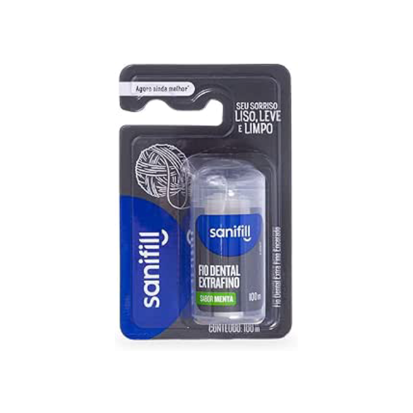 Fio Dental Sanifill Extrafino Sabor Menta 100 metros, Sanifill