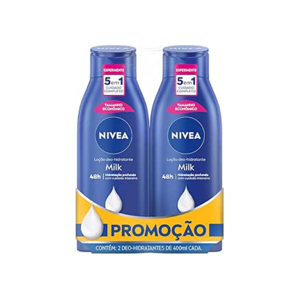 NIVEA Kit com 2 Loções Hidratantes Milk Pele Seca a Extrasseca 400Ml Cada, Nivea