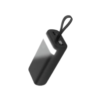 Carregador sem fio Universal Portátil Power bank Turbo 20000mah com 4 cabos saída USB Tipo C/Micro USB/USB/USB Visor de Carga (Preto)