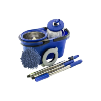 Esfregão Mop Perfect Balde Inox + 3 Refil + Cabo Longo