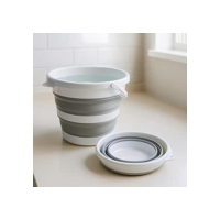 Balde Retrátil de Silicone 10 Litros com Alça Ergonômica, Dobrável, Compacto, Ideal para Limpeza, Camping, Pesca e Armazenamento de Água