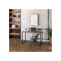 Mesa para Escritório Office Estilo Industrial 1,20m, Compace, Kuadra, Nogal/Est. Preta
