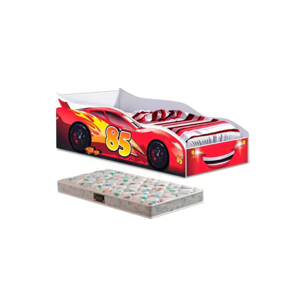 Mini Cama Infantil Menino Mcqueen Com Colchão - Cor Branco
