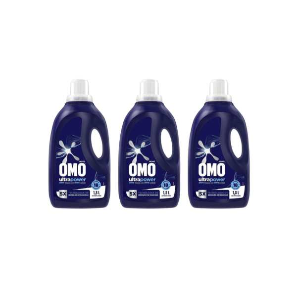 Kit 3 Lava Roupas Líquido Omo Ultra Power 1,8L cada
