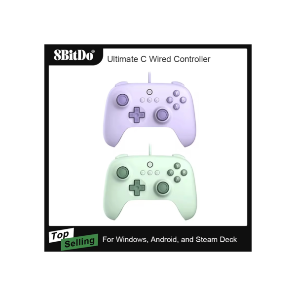 AKNES 8BitDo Ultimate C Wired Game Controller, Gamepad, Joystick para PC, janelas 10, 11, Steam Deck, Raspberry Pi, Acessório Android