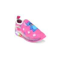 Tênis Led Infantil Meia Calce Fácil Meninas Stitch Rosa Leve Flexível Com Luzinha