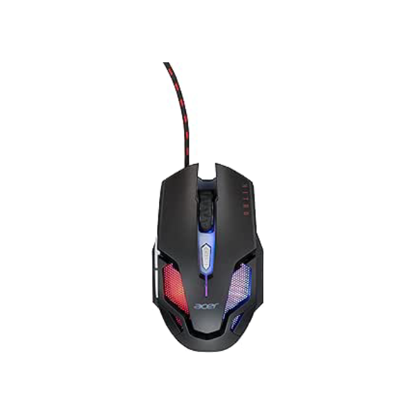 ACER Mouse Gamer Óptico Nitro NMW200 Sensor 6D de alta precisão Retroiluminado em 7 cores, Design Simétrico e ergonômico Preto com detalhes em vermelho