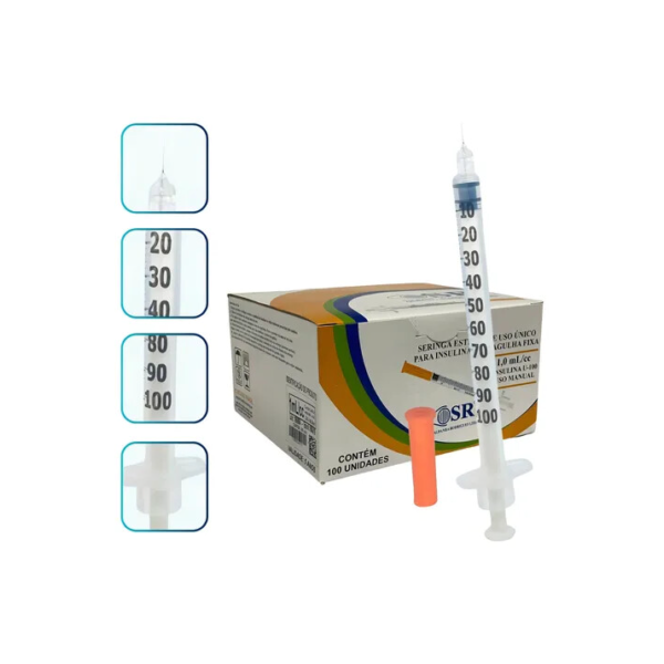 Seringa P/ Insulina Curta Ultrafina 1ml 6mm 0,25mm 100ui -sr Capacidade em volume 1 mL