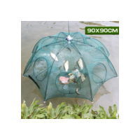 Armadilha Covo Peixe Isca Viva Lambaris Camarões 90x90cm/ peixes com 8 entradas Rede Retrátil