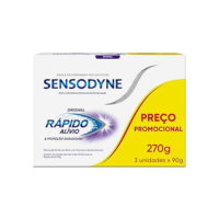 Sensodyne Creme Dental para Sensibilidade Rápido Alívio e Proteção Duradoura com Flúor, Leve 3 e Pague 2, Alívio Instantâneo, 90g cada