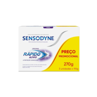 Sensodyne Creme Dental para Sensibilidade Rápido Alívio e Proteção Duradoura com Flúor, Leve 3 e Pague 2, Alívio Instantâneo, 90g cada