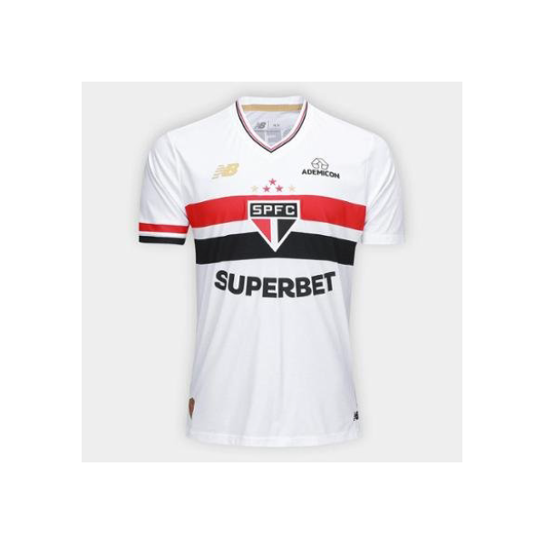 Camisa São Paulo I 25/26 Torcedor New Balance Masculina - Branco+Vermelho