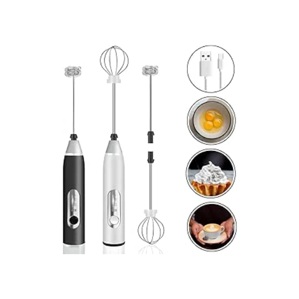 Mini Mixer Portátil USB Recarregável – Espumador de Leite e Café, Batedor de Ovos, Whey e Outras Bebidas, 3 Velocidades