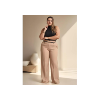 Calça Pantalona PLUS SIZE Alfaiataria Feminina com Cinto Zara Elegancia Social