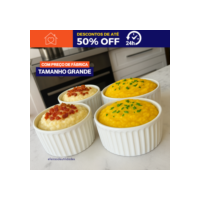 Kit Bowl Porcelana Cumbuca Grande 210ml Ramequim para Porção, Caldos e Molhos Apto ao Forno Freezer