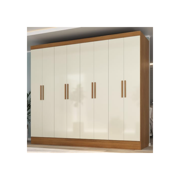Guarda Roupa Casal 8 Portas 4 Gavetas Jatobá Yescasa Cinamomo/Off White